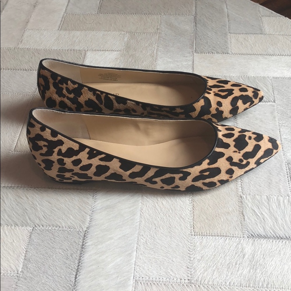 Calf hair pointy toe flats